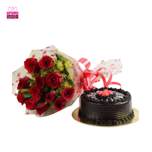 1 kg Choco Chip Cake with Red Roses
