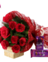 10 Red Roses Bunch in Red Paper with Temptation Chocolates