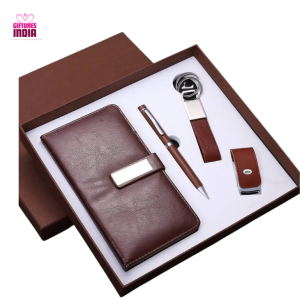 4 in 1 Personalised Jute Gift Set Card holder , Diary, Metallic Pen and Keychain