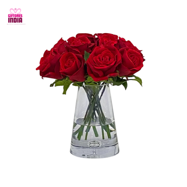 Cheery Mixed Roses in Glass Vase
