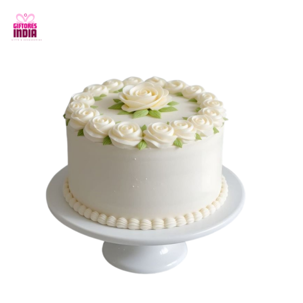 Designer White Rose Cake