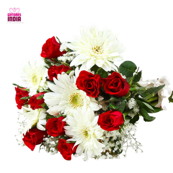 Gorgeous Roses and Gerbera Flower Combo - Romantic Anniversary Gifts