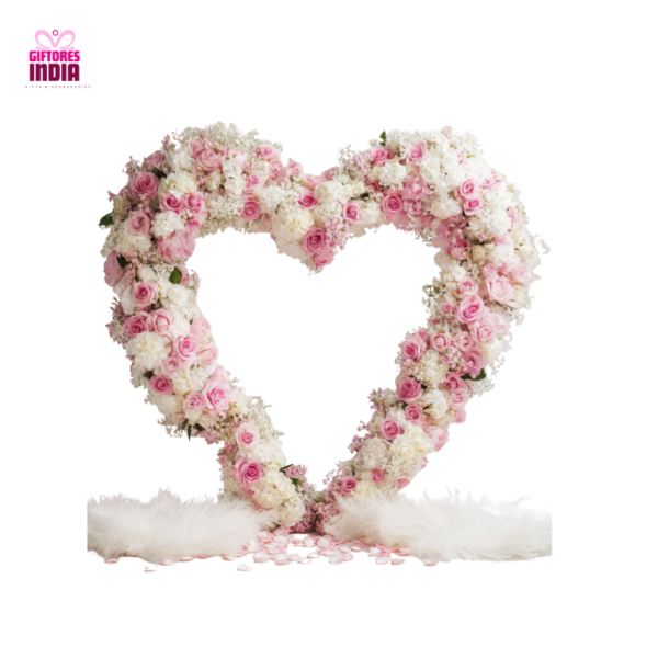 Heart Shape Arrangement of Pink Roses