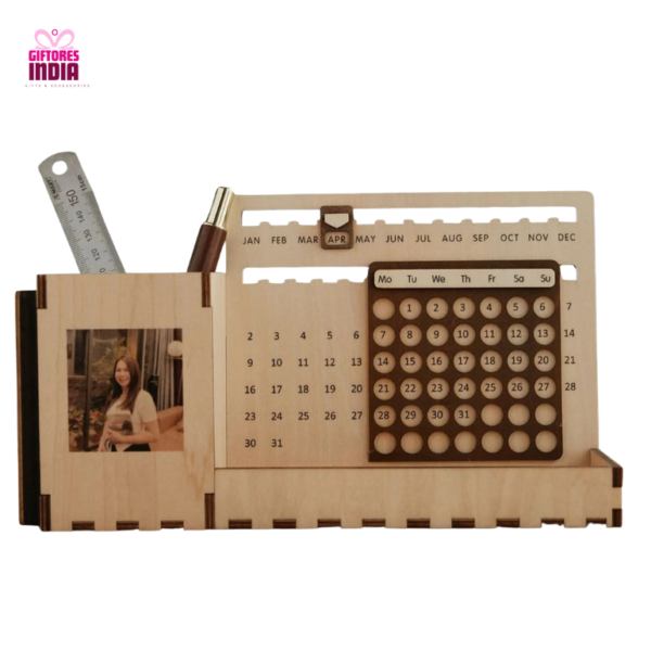 Lifetime Calendar with Photo Frame Desk Organizer