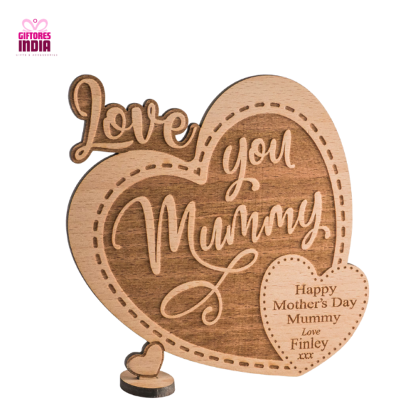 Mother Day Unique Gift - Heart Shaped Engraved Wooden Plaque