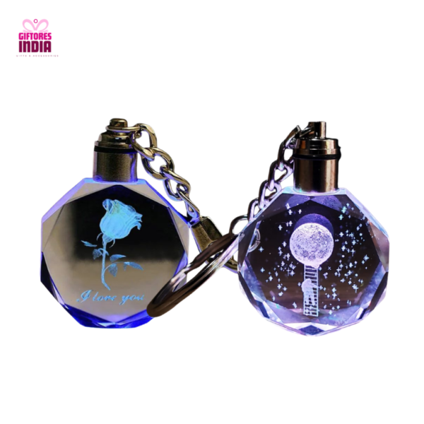 Personalized Multi Color Light Crystal Keychain