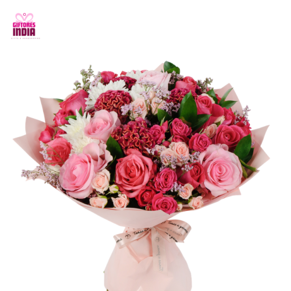 Red and Pink Roses Combo with Carnation