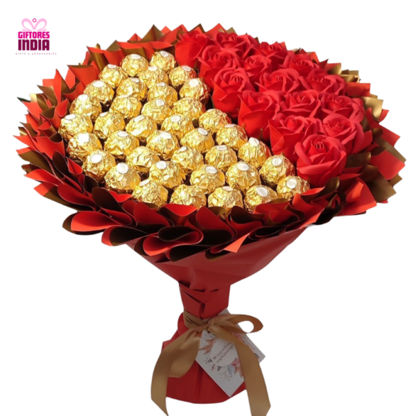 Red Roses with Ferrero Rocher - Anniversary Gifts Online