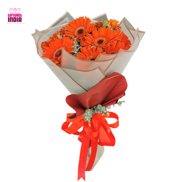10 Orange Gerbera Blooms