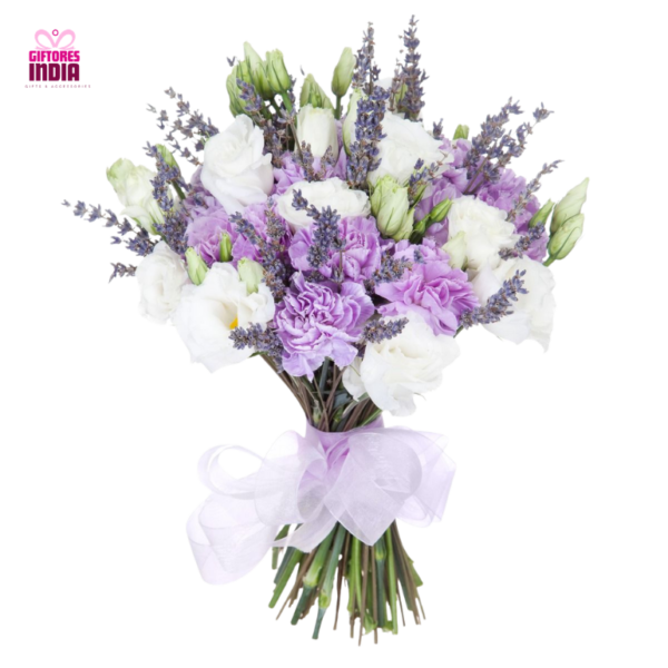 White Carnations with Purple Orchid Combo