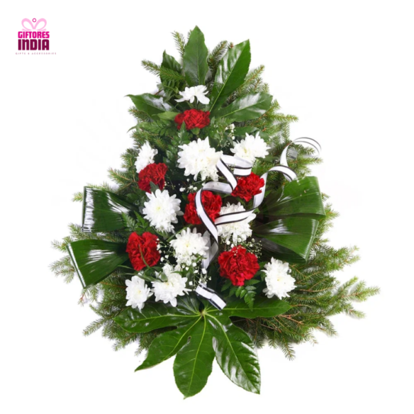 White N Red Carnation Flower Bouquet