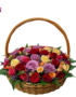 Yellow N Red Roses in Basket Arrangement